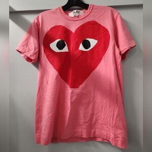 Comme des Garcons Play Red Heart Logo Tee Shirt, Pink - Medium